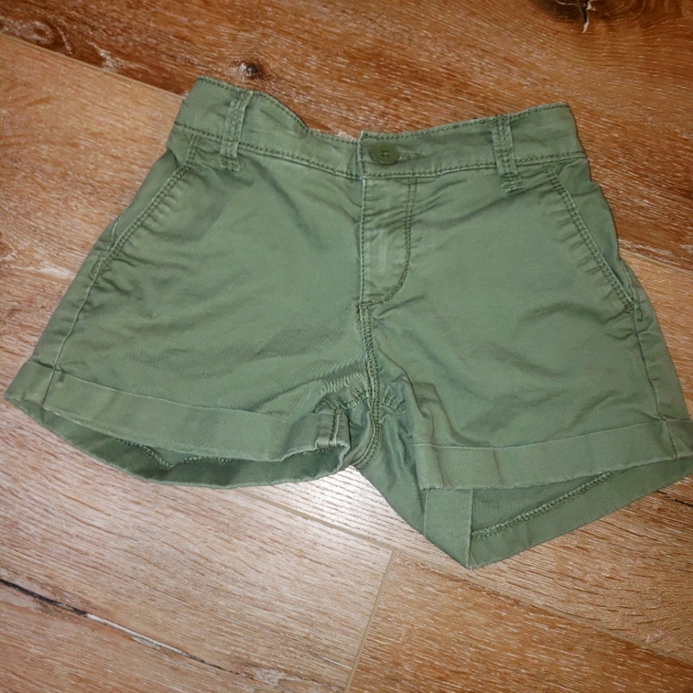 Olive Green adjustable waist canvas shorts